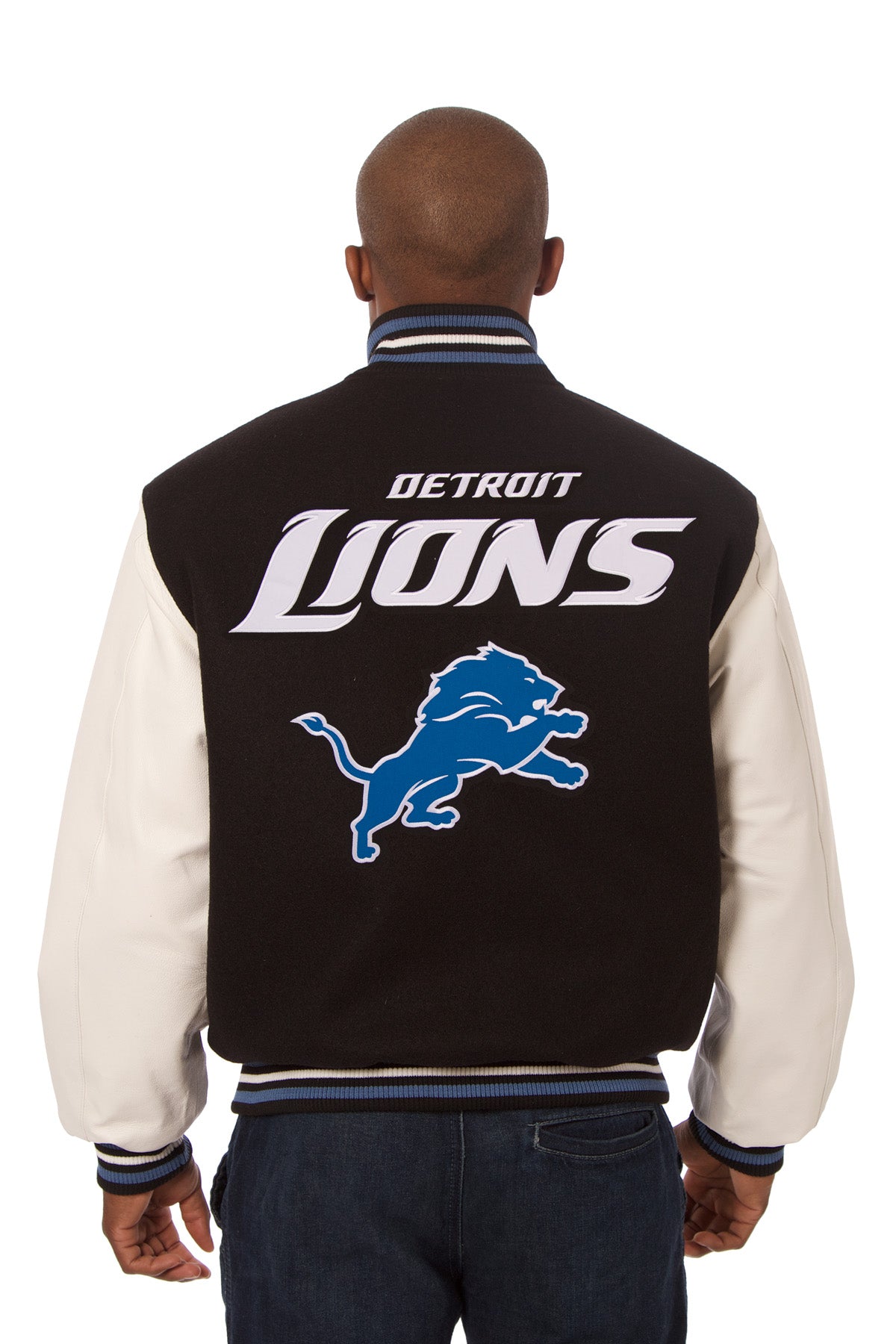 Detroit Lions Jets Two-Tone Wool and Leather Jacket - Black/White | J.H ...