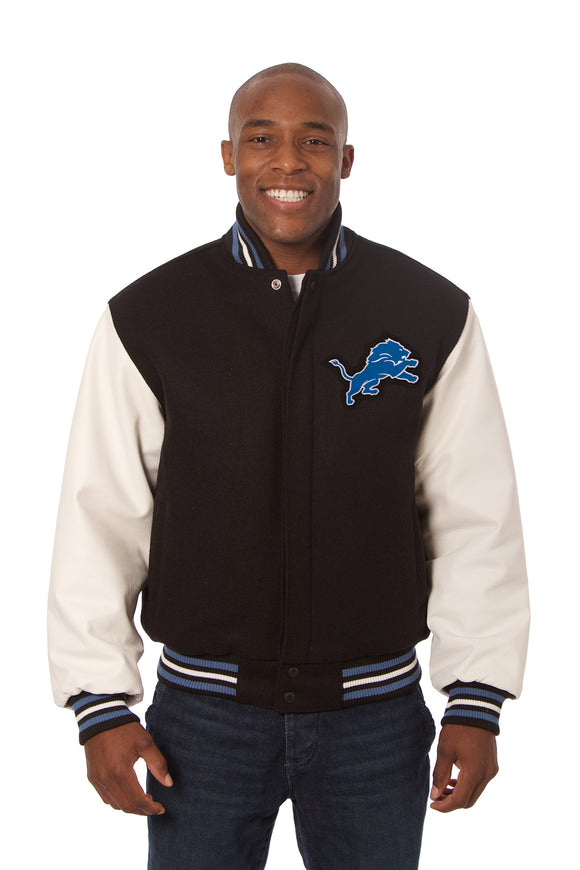 Detroit Lions Jets Two-Tone Wool and Leather Jacket - Black/White | J.H ...