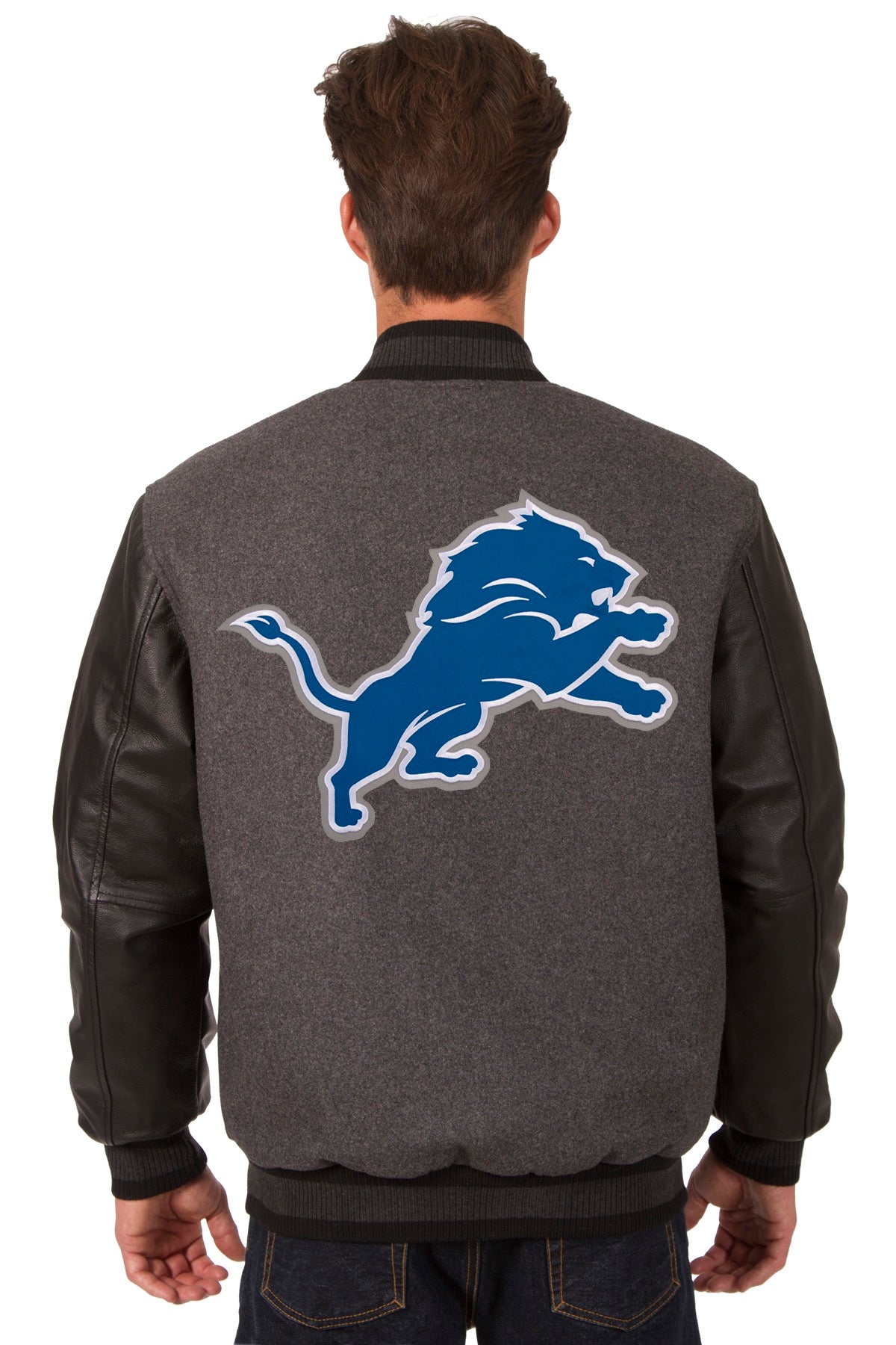 Detroit Lions Wool & Leather Reversible Jacket w/ Embroidered Logos ...