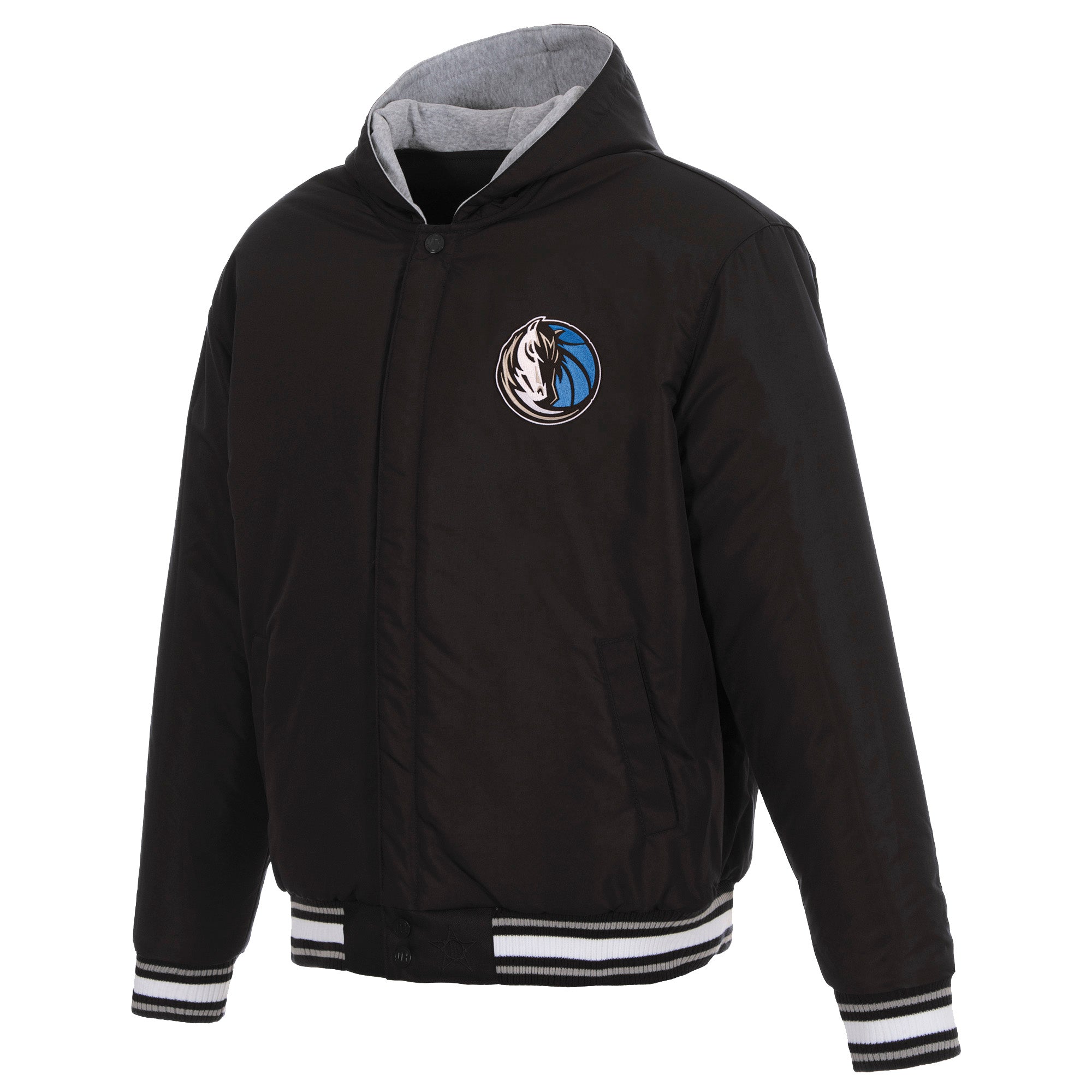 Dallas Mavericks Two-Tone Reversible Fleece Hooded Jacket - Black/Grey ...