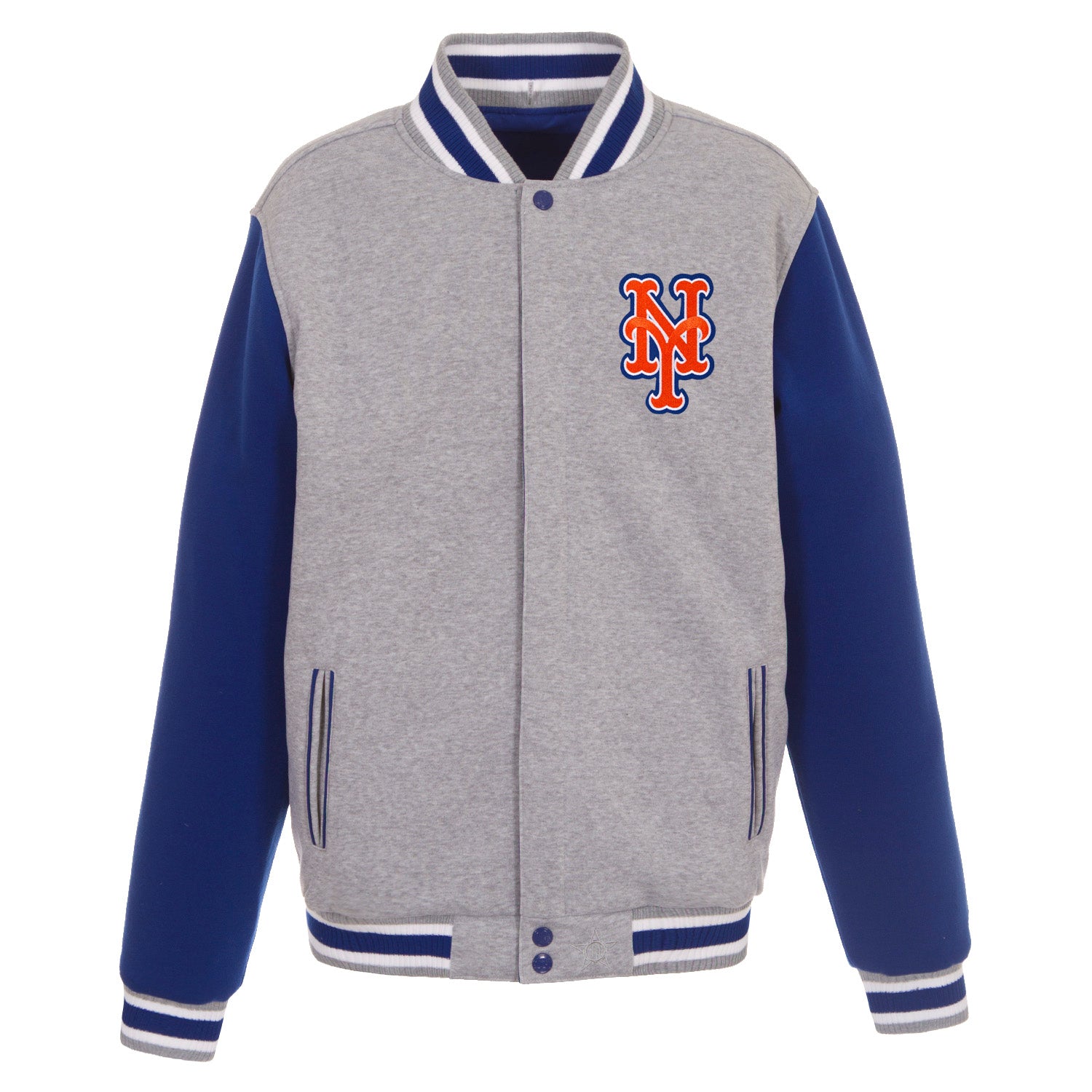 New York Mets Two-Tone Reversible Fleece Jacket - Gray/Royal | J.H ...