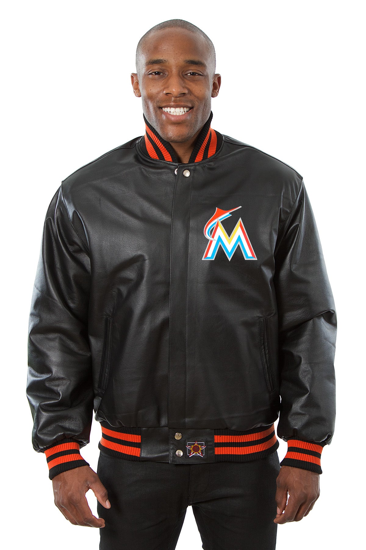 Miami Marlins Full Leather Jacket - Black | J.H. Sports Jackets