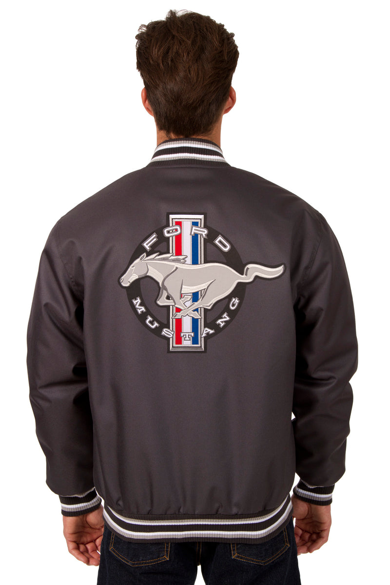 Ford Mustang Poly Twill Varsity Jacket - Charcoal | J.H. Sports Jackets
