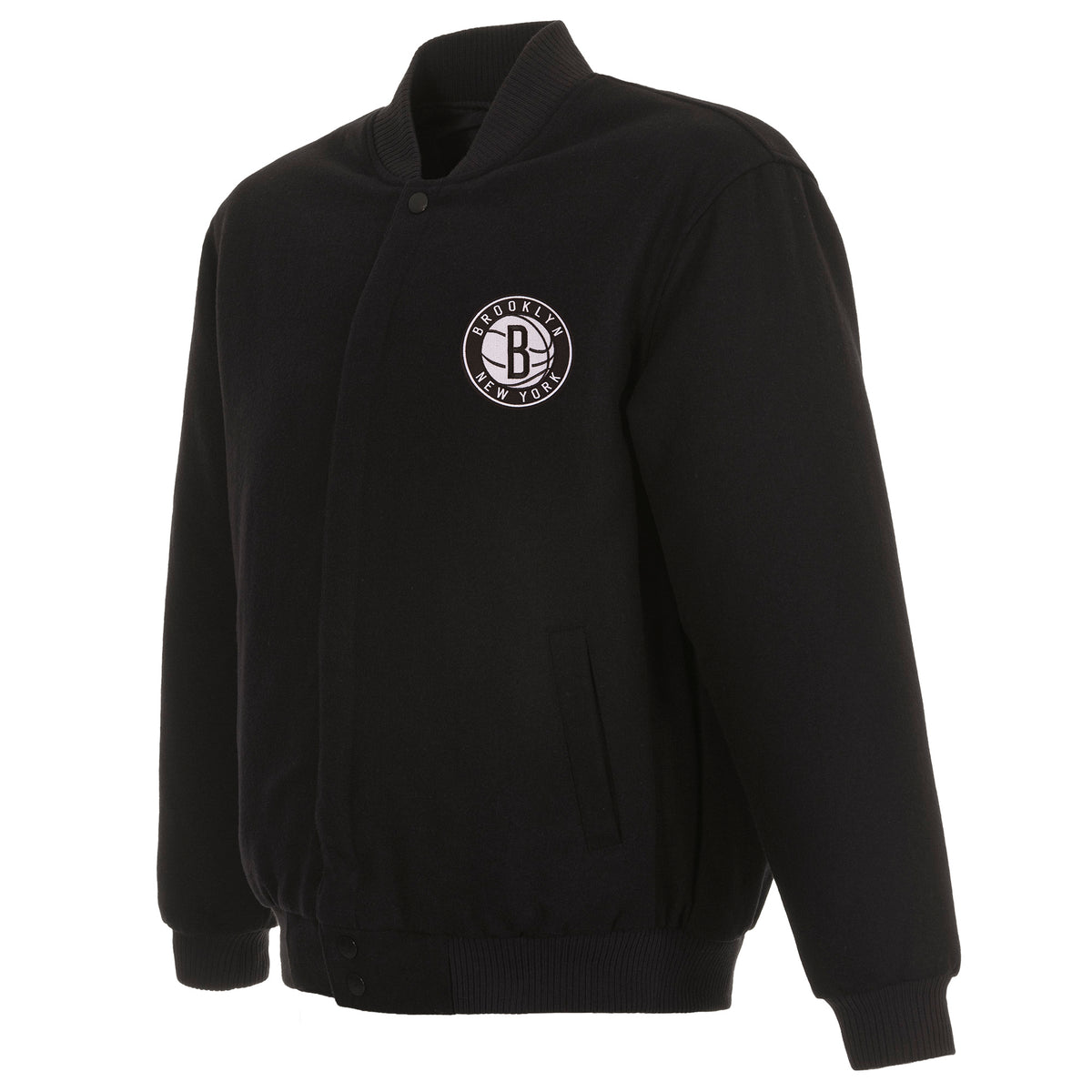 Brooklyn Nets Reversible Wool Jacket - Black | J.H. Sports Jackets