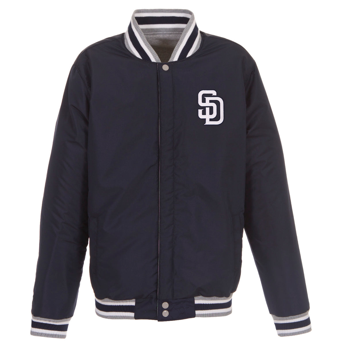 San Diego Padres Two-Tone Reversible Fleece Jacket - Gray/Navy | J.H ...