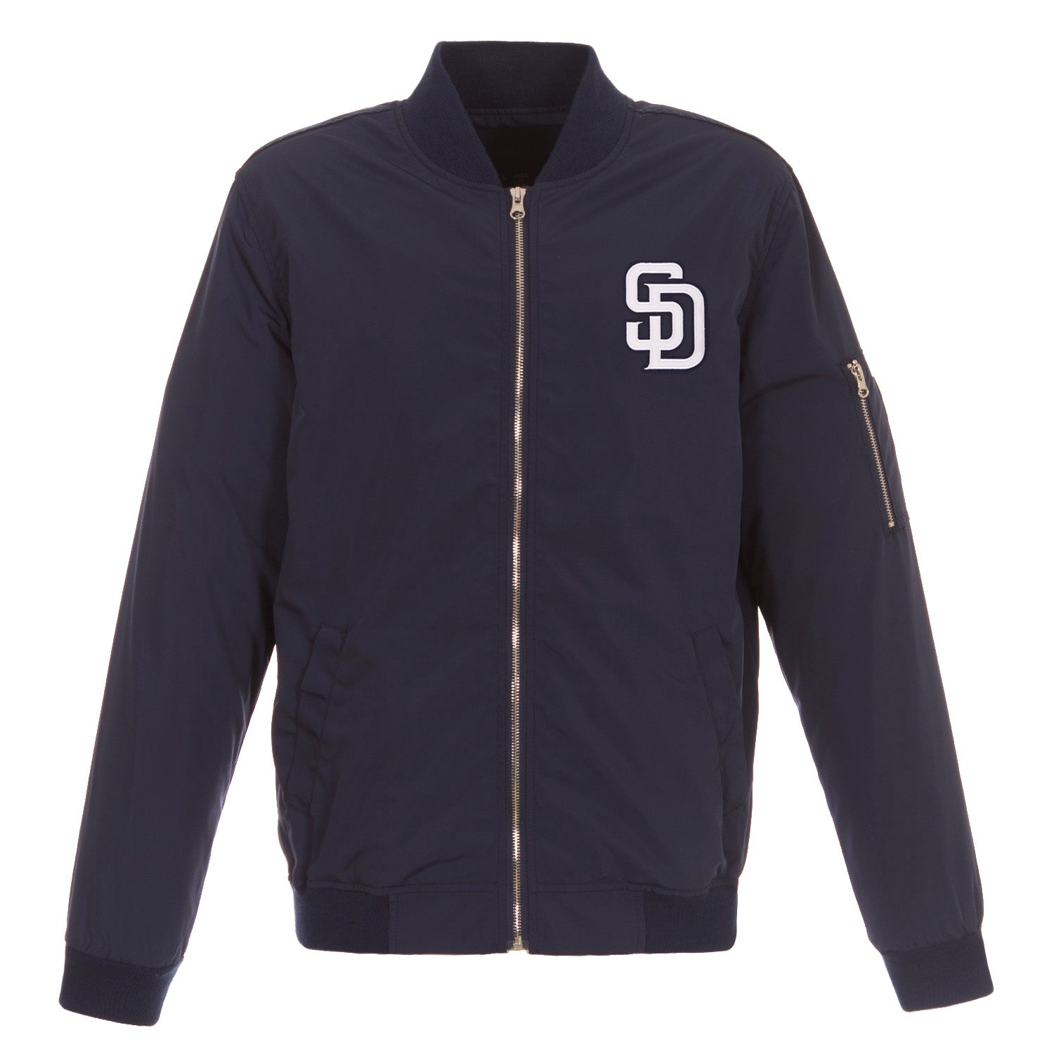 San Diego Padres JH Design Lightweight Nylon Bomber Jacket – Navy | J.H ...