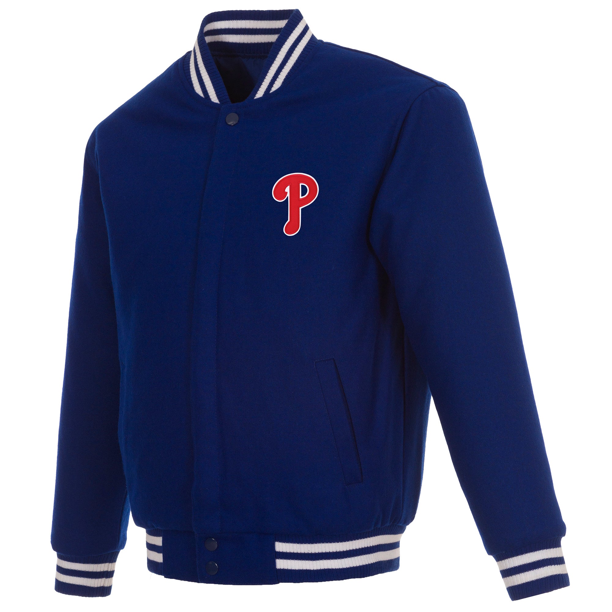 Philadelphia Phillies Reversible Wool Jacket - Royal | J.H. Sports Jackets