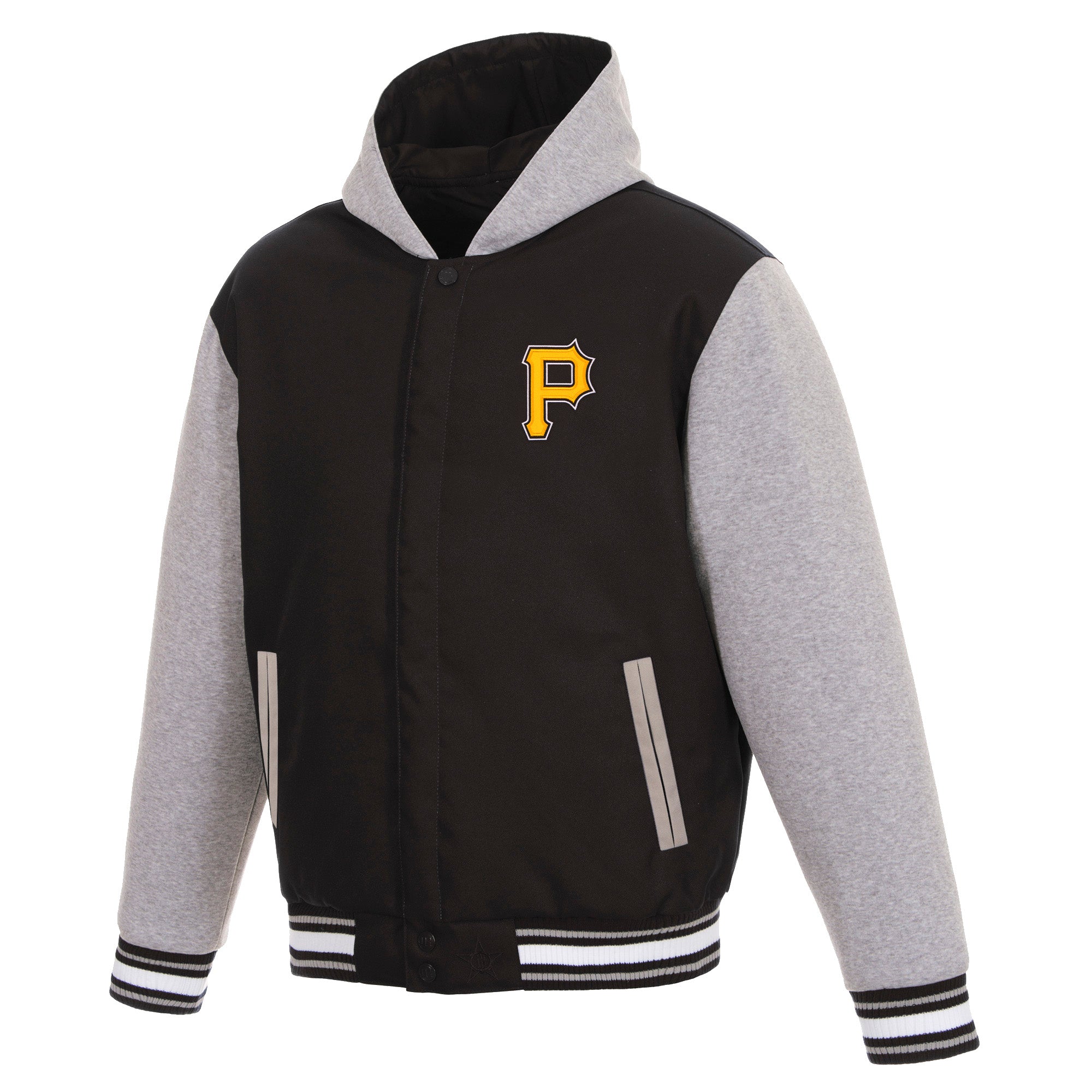 Pittsburgh Pirates Two-Tone Reversible Fleece Hooded Jacket - Black ...