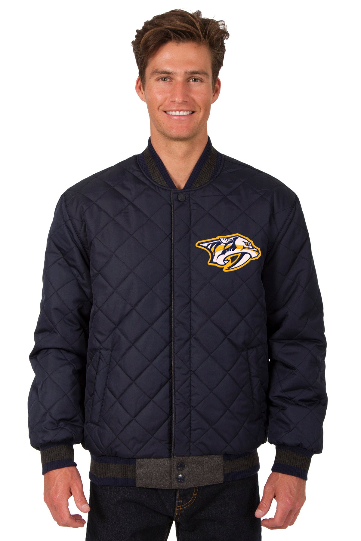 Nashville Predators Wool & Leather Reversible Jacket w/ Embroidered ...