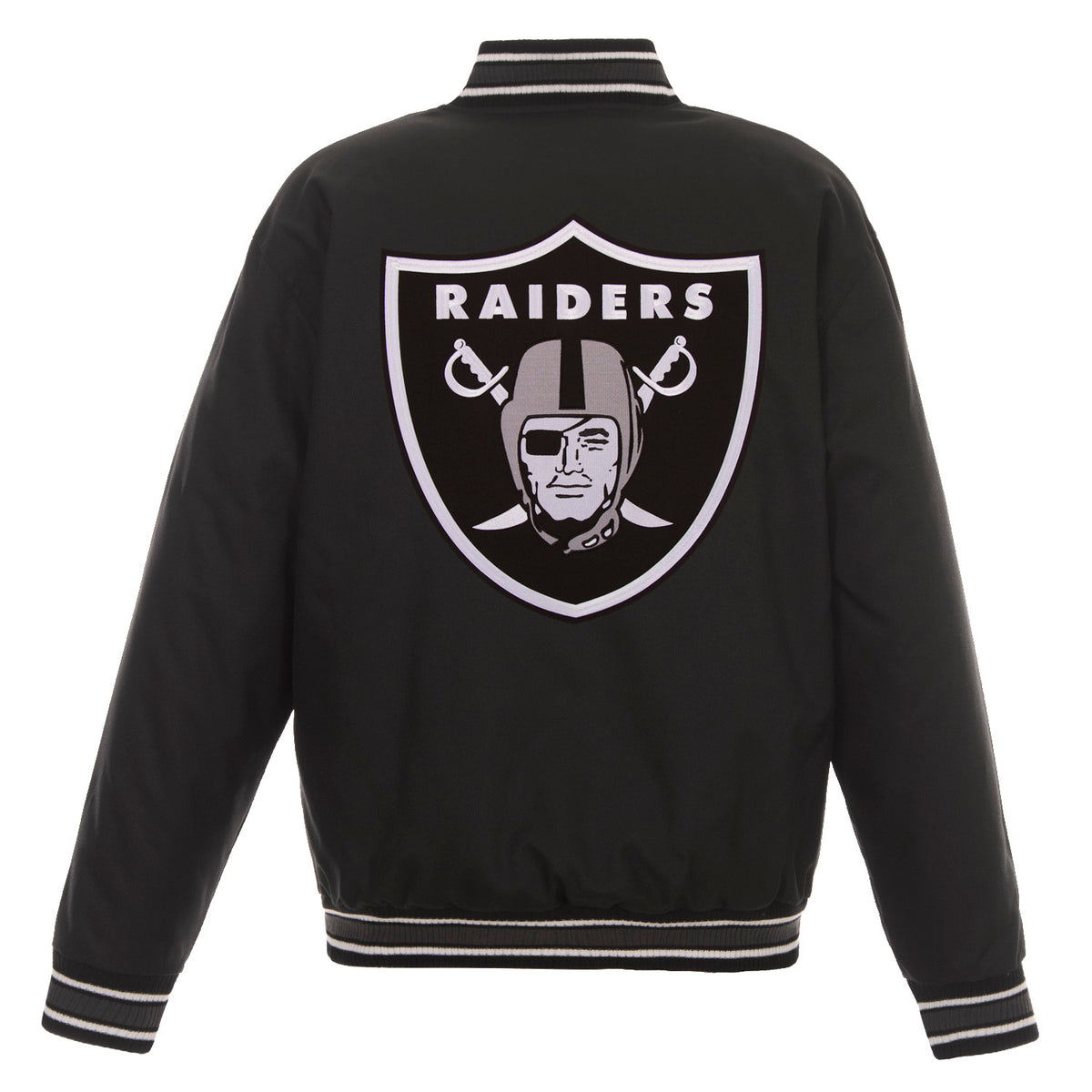 Las Vegas Raiders Poly Twill Varsity Jacket - Black | J.H. Sports Jackets