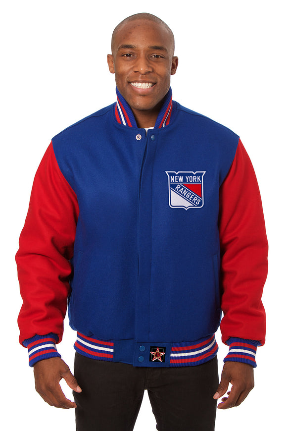 New York Rangers Embroidered Wool Jacket - Royal/Red | J.H. Sports Jackets