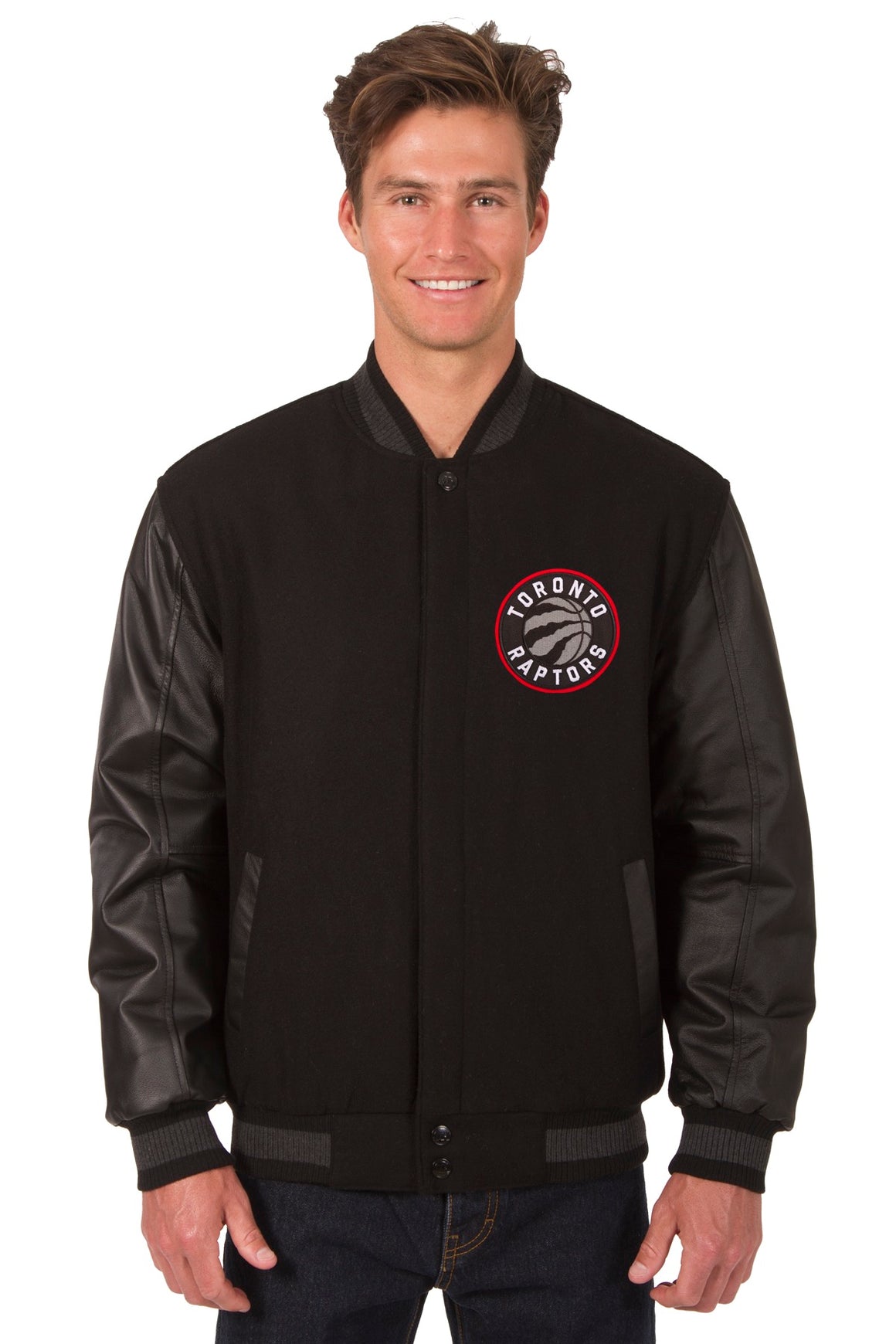 Toronto Raptors Wool & Leather Reversible Jacket w/ Embroidered Logos ...