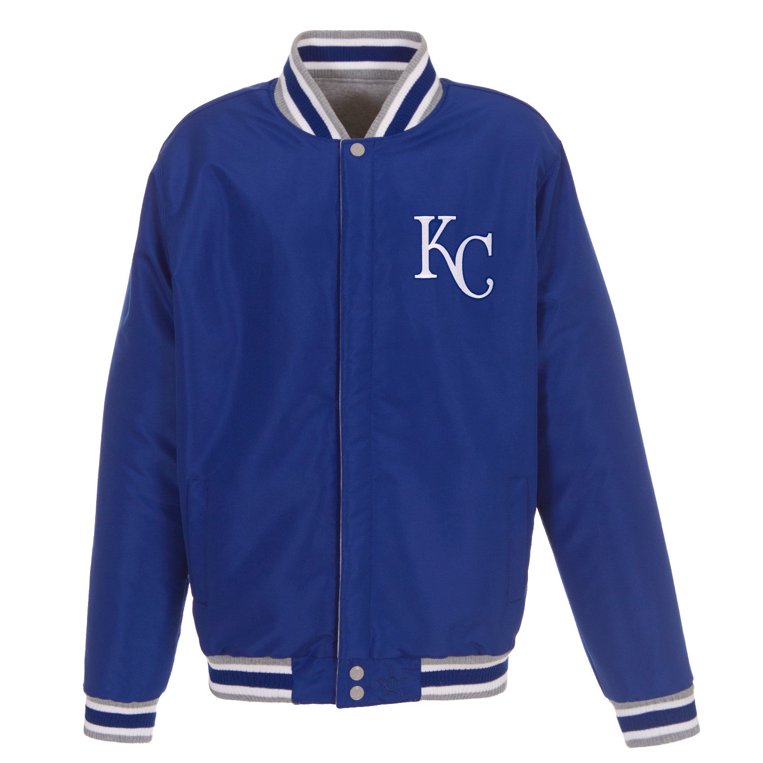 Kansas City Royals Two-Tone Reversible Fleece Jacket - Gray/Royal | J.H ...