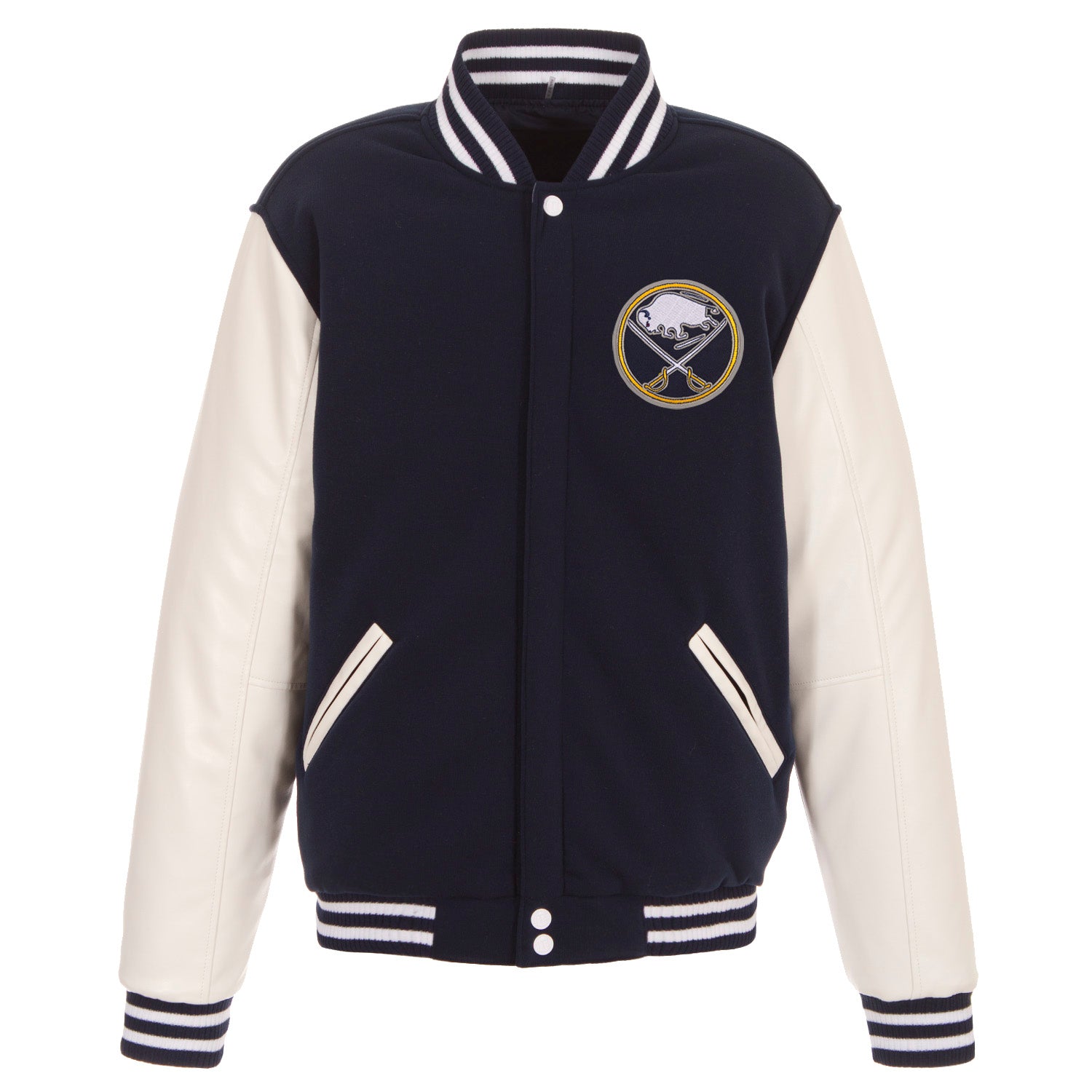 Buffalo Sabres JH Design Reversible Fleece Jacket with Faux Leather