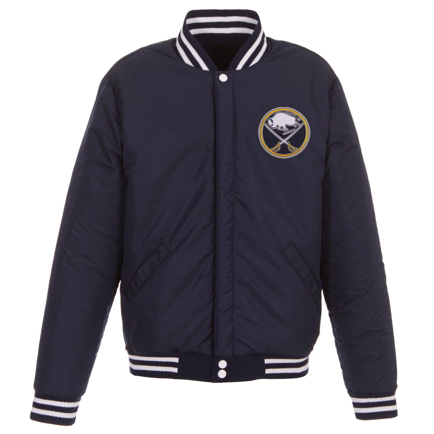 Buffalo Sabres JH Design Reversible Fleece Jacket with Faux Leather ...