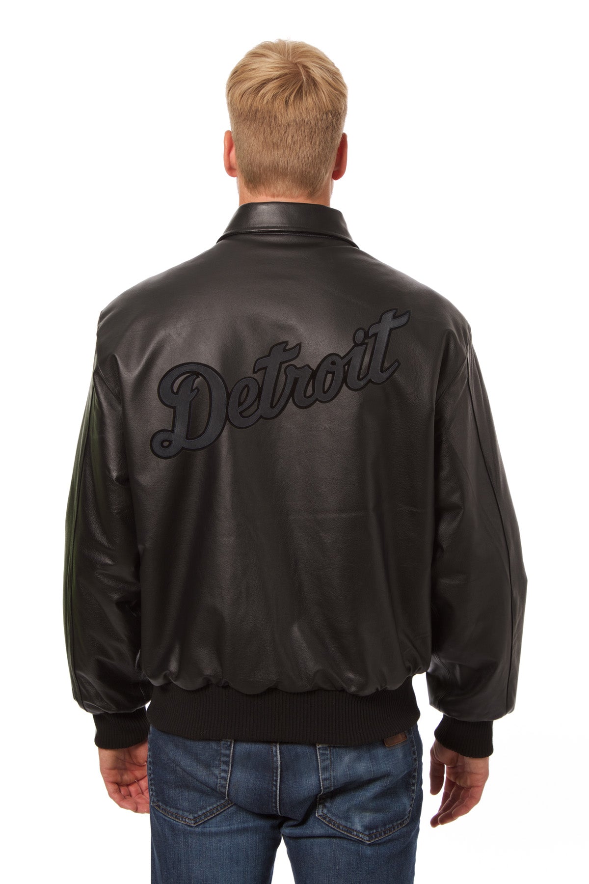 Detroit Tigers Full Leather Jacket - Black/Black | J.H. Sports Jackets