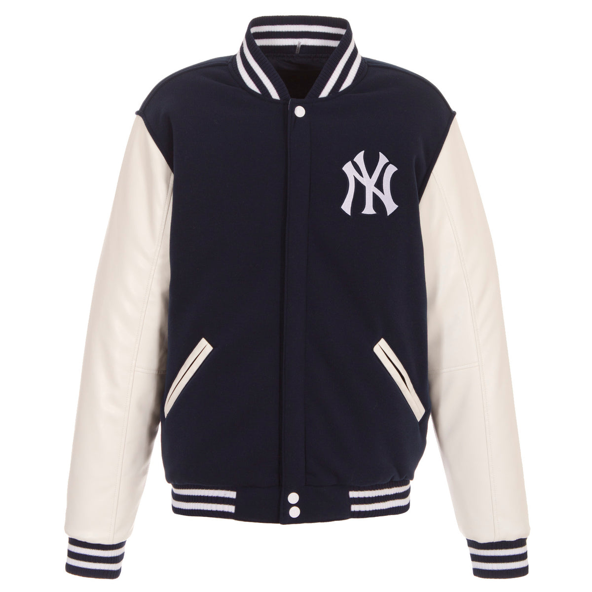 New York Yankees - JH Design Reversible Fleece Jacket with Faux Leather