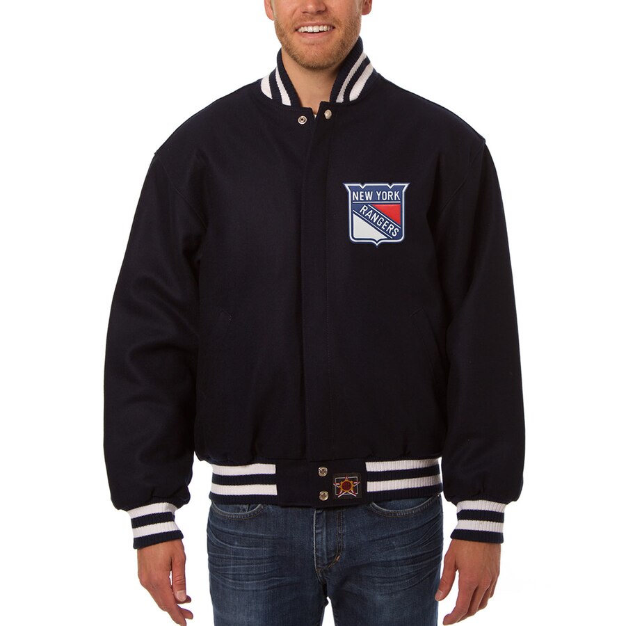New York Rangers Embroidered All Wool Jacket - Navy | J.H. Sports Jackets
