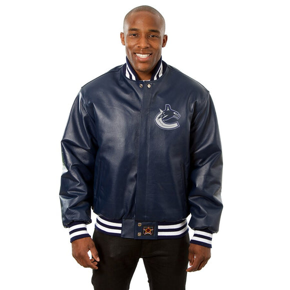 Vancouver Canucks Two-Tone Wool and Leather Jacket - Navy | J.H. Sports ...