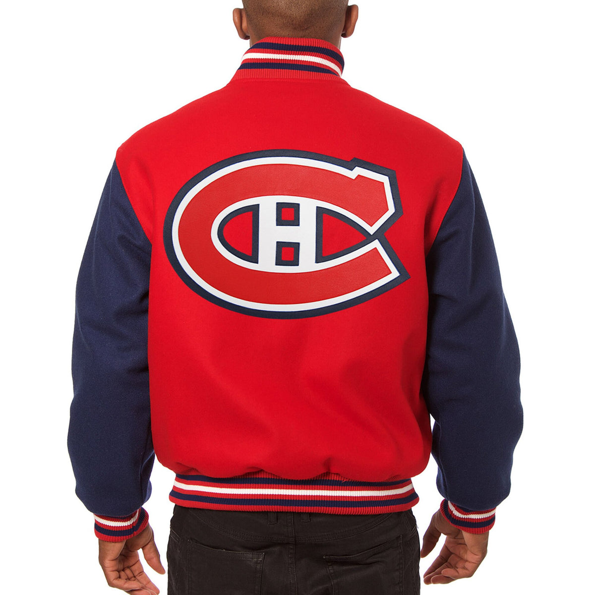 Montreal Canadiens Embroidered Wool Two-Tone Jacket - Red/Navy | J.H ...