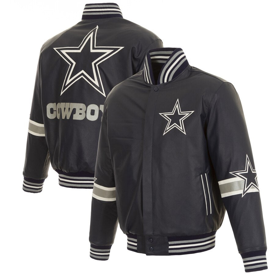Dallas Cowboys Leather Varsity Jacket with Leather Applique - Navy | J ...