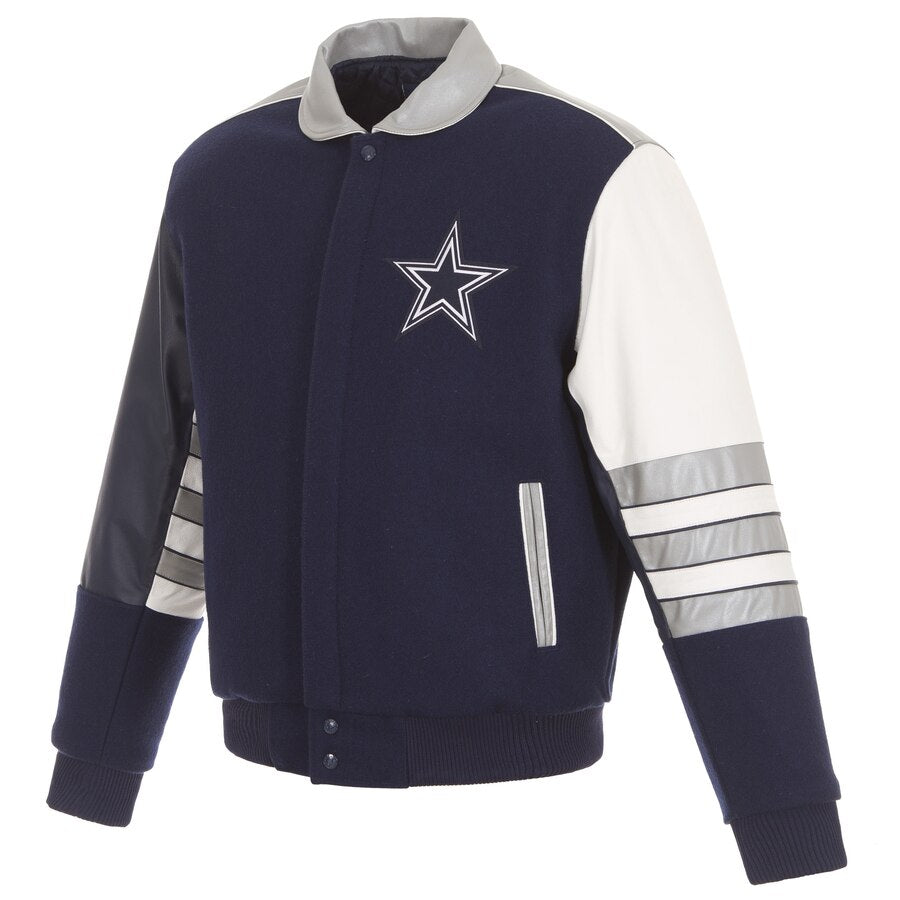 Dallas Cowboys Wool and Leather Classic Jacket - Navy/Gray | J.H ...