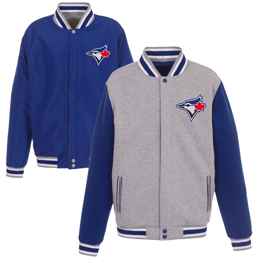 Toronto Blue Jays JH Design Gray Embroidered Reversible Full Snap ...