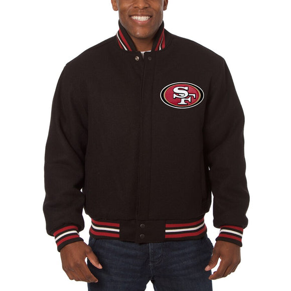San Francisco 49ers JH Design Wool Full-Snap Jacket - Black | J.H ...