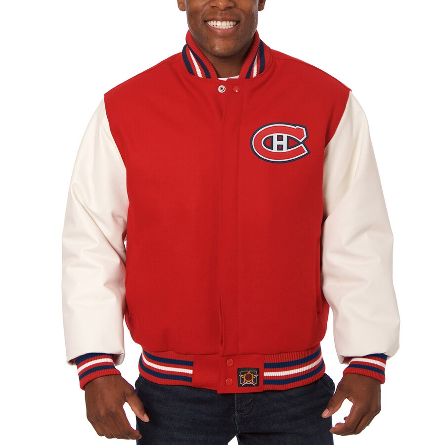 Montreal Canadiens Two-Tone Wool and Leather Jacket - Red | J.H. Sports ...