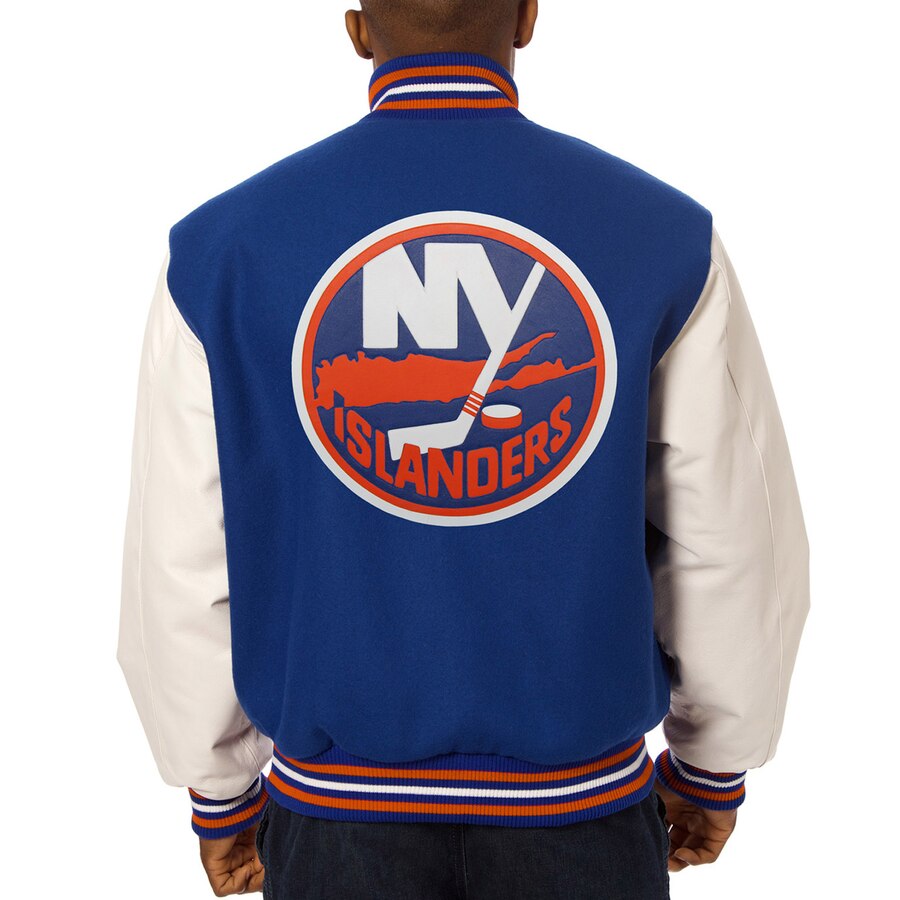New York Islanders Two-Tone Wool and Leather Jacket - Royal | J.H ...