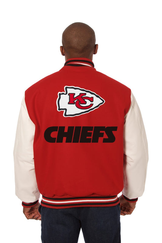 KANSAS CITY CHIEFS JH DESIGN WOOL FULL-SNAP JACKET - BLACK