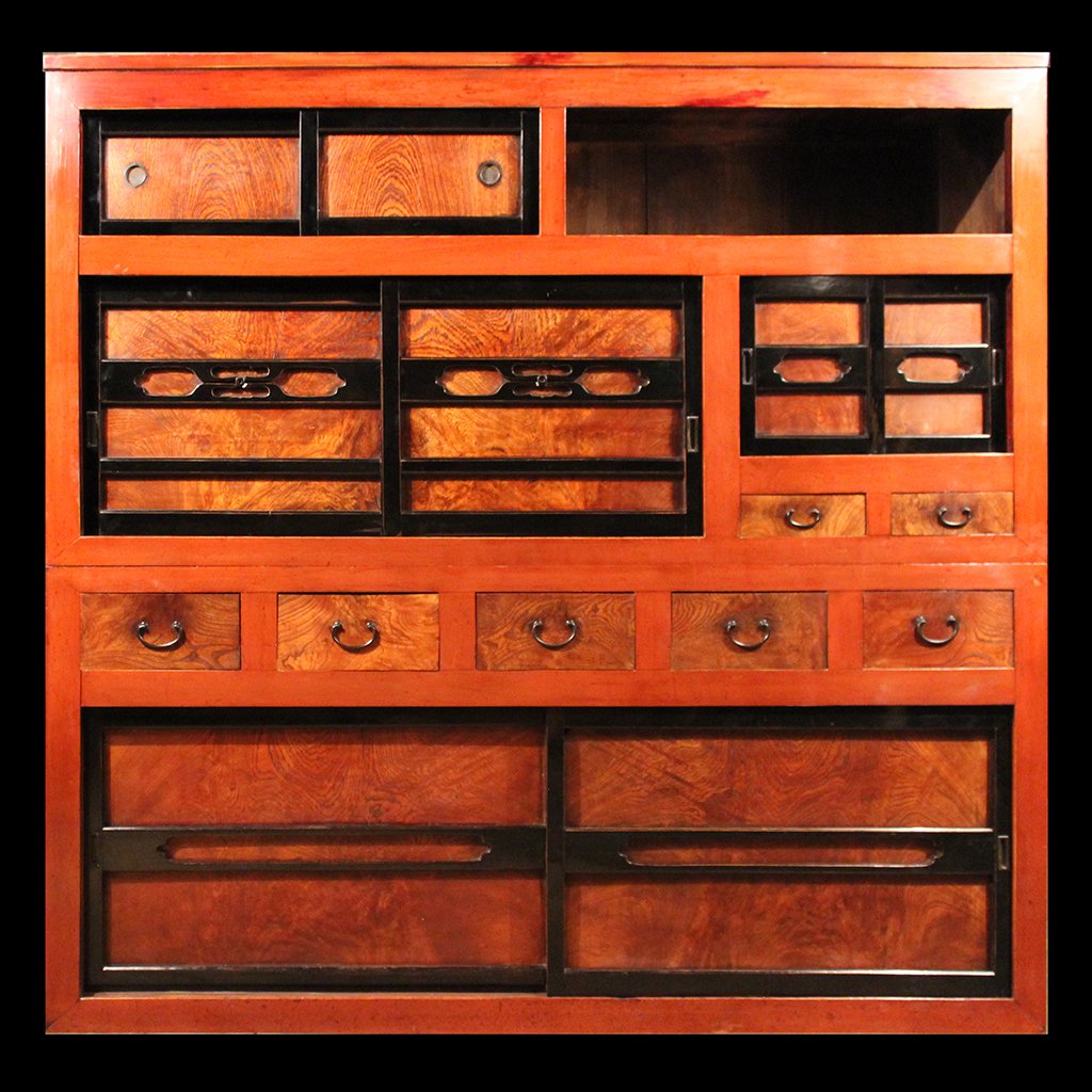 Japanese Antique Daidokoro Todana Cabinet, Server, TV Console, Slate Top  #33688