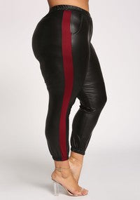 plus size faux leather joggers