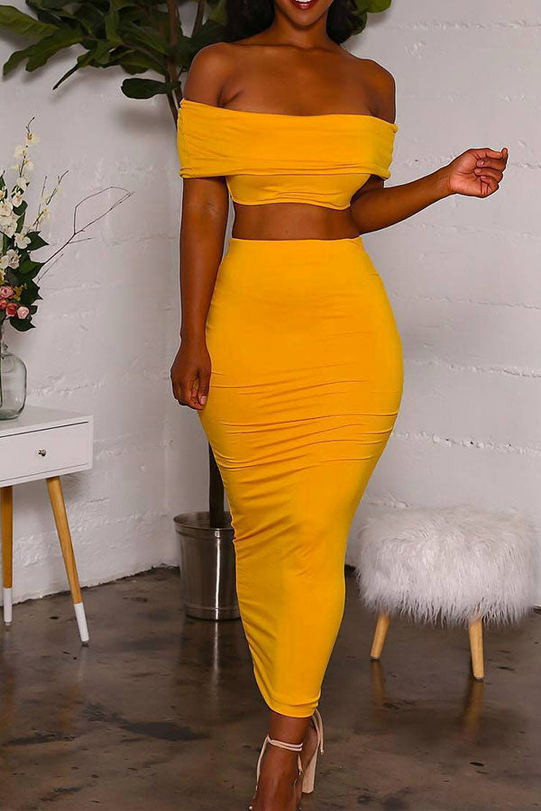 yellow plus size maxi skirt