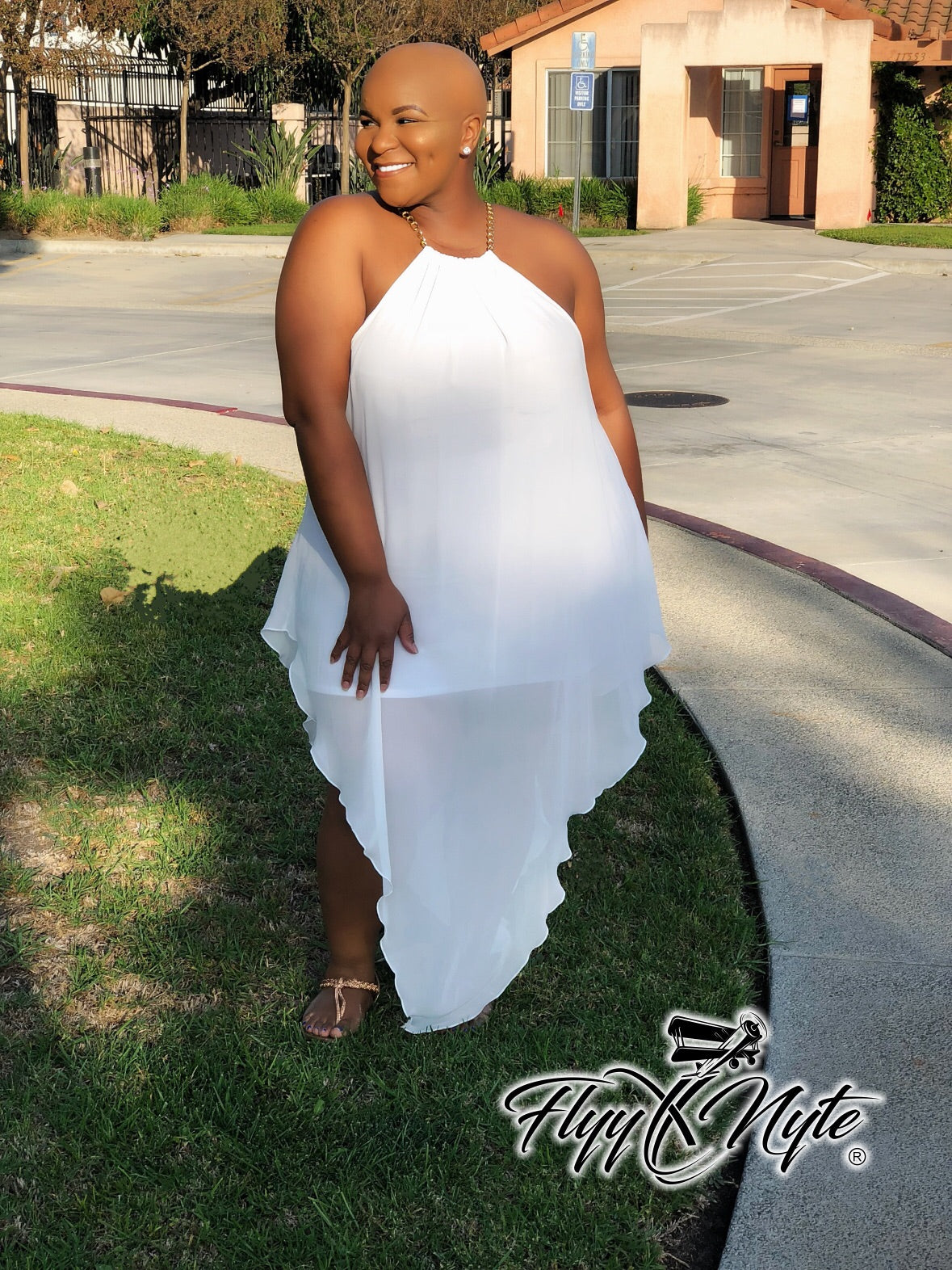 white and gold plus size party dress