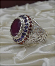 AAE 3629 Chandi Ring 925, Stone: Ruby (Yaqoot)