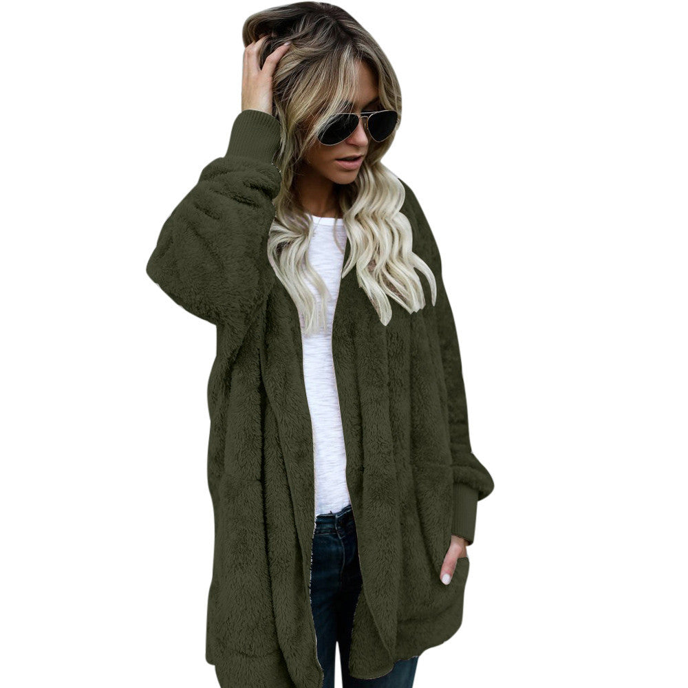 hooded long cardigan coat