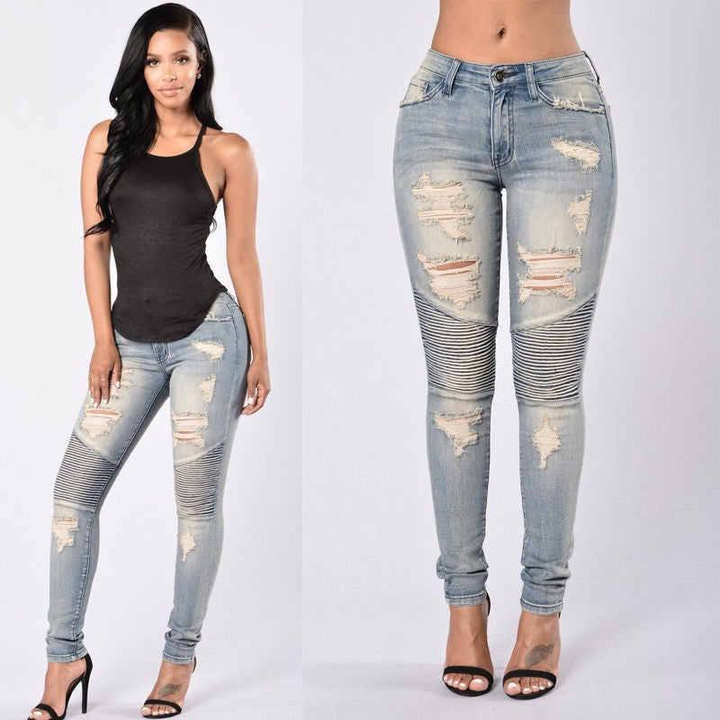 high waisted stretch jeans