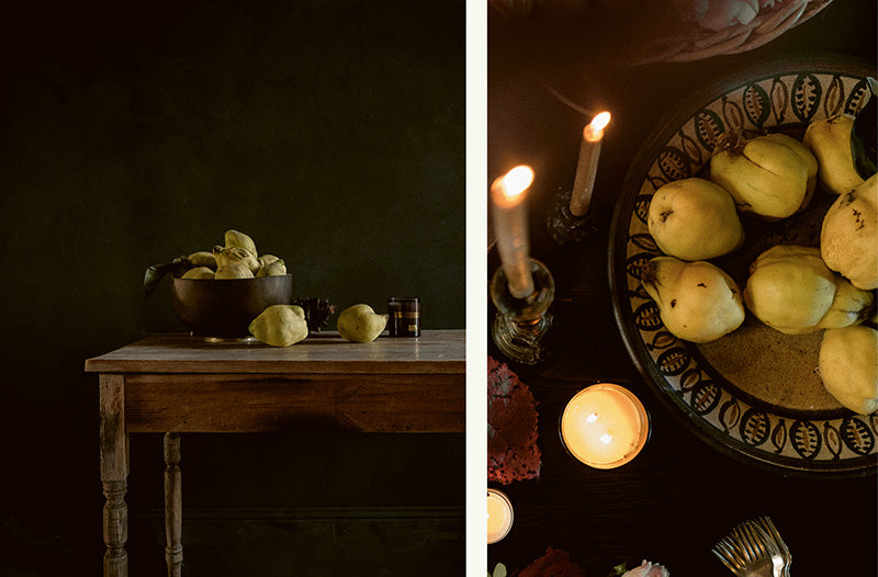 Quince on a table