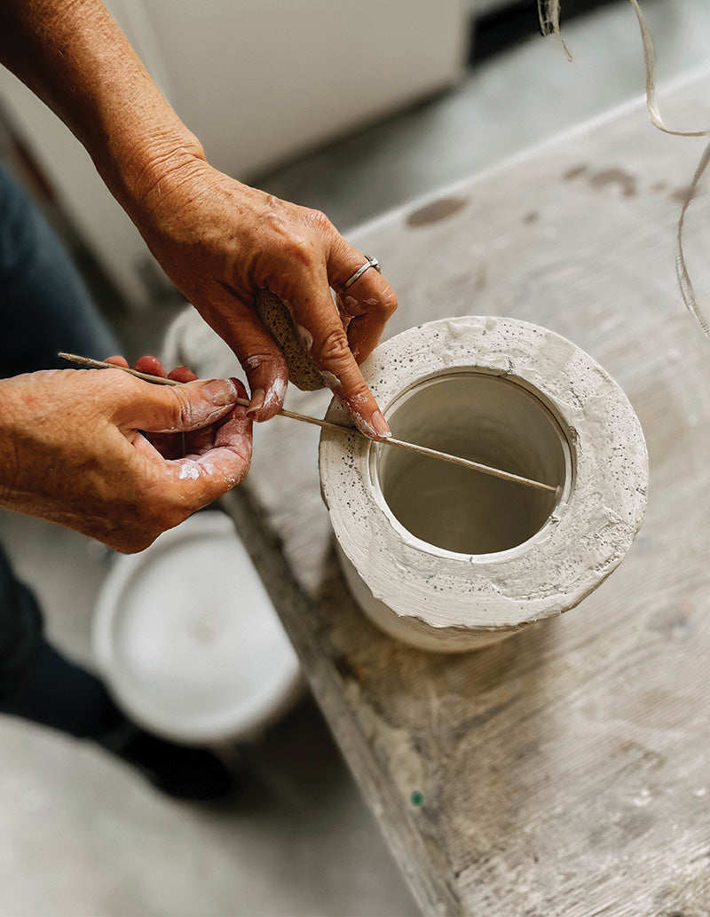 Ceramicist Jo Victoria making slip cast porcelain moulds in her south coast studio for Southern Wild Co