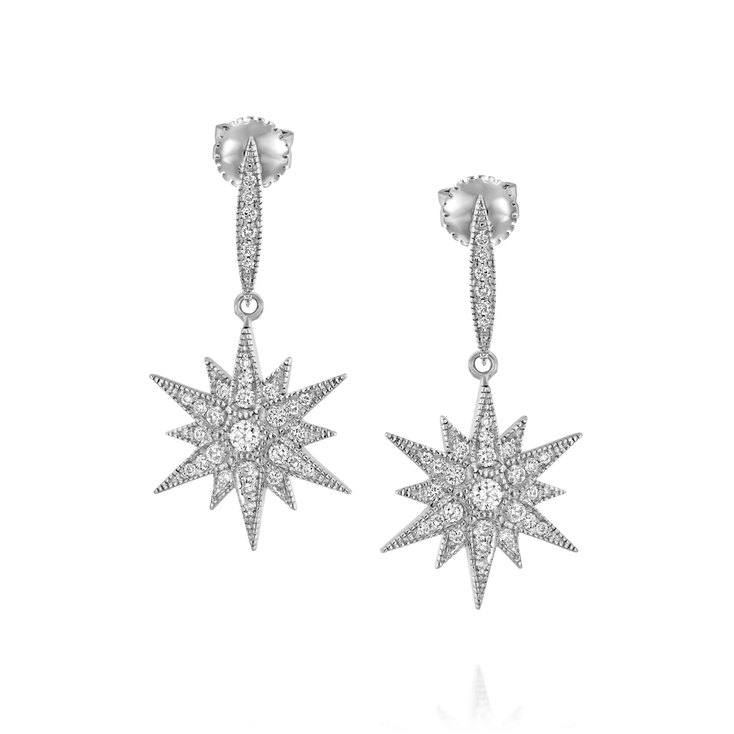 diamond star dangle earrings