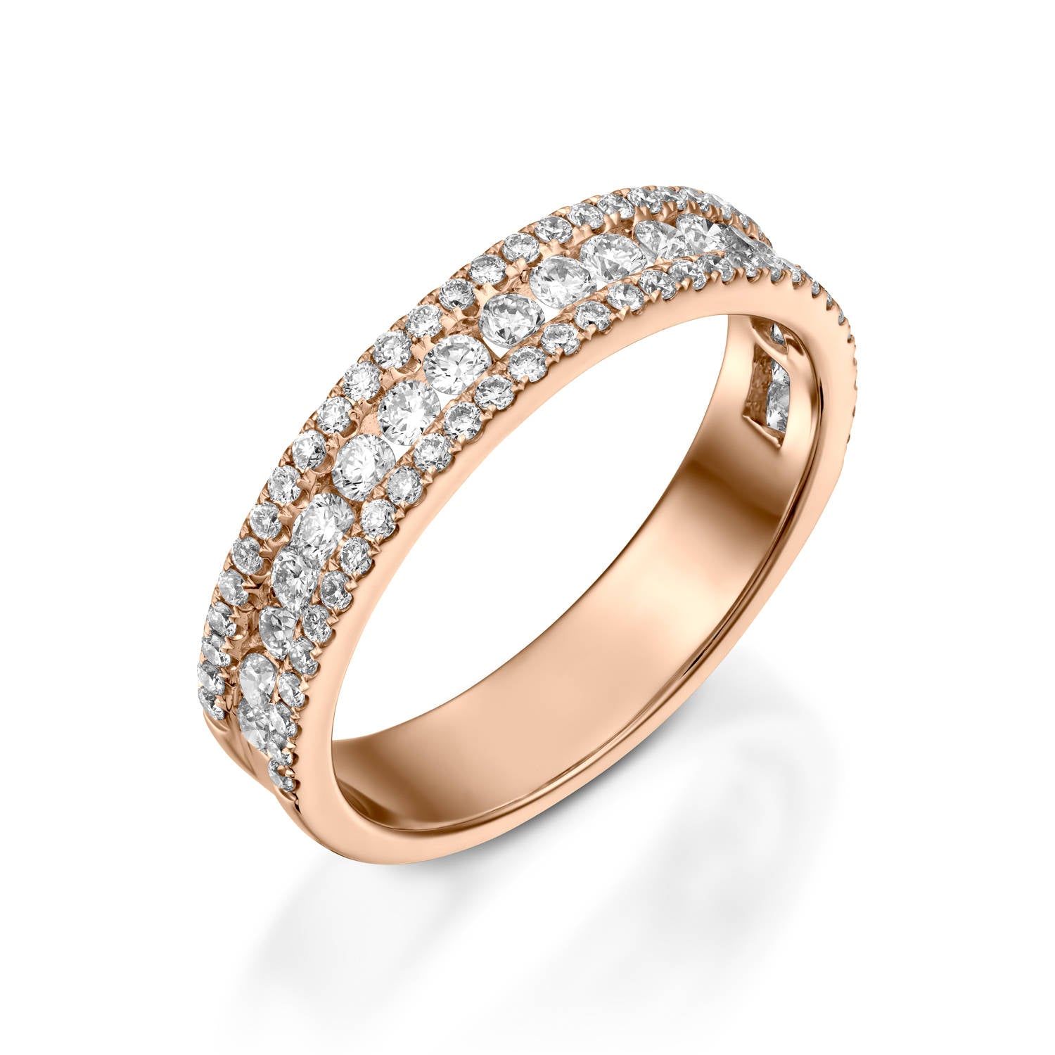 RNT12696Rose gold diamond wedding band for her