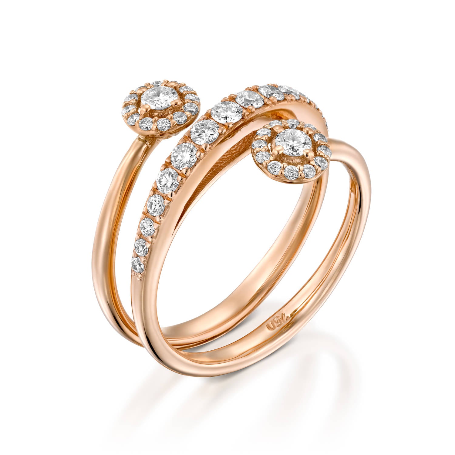 RTU0100 18K Rose  Gold  diamond Spiral Ring  Olivacom