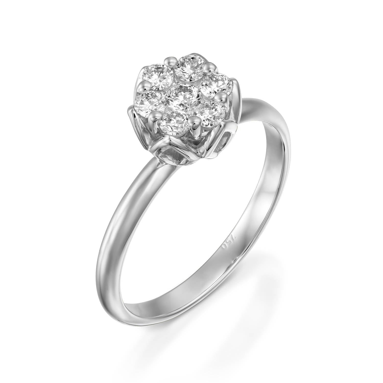 RS744AB-White Gold flower diamonds 