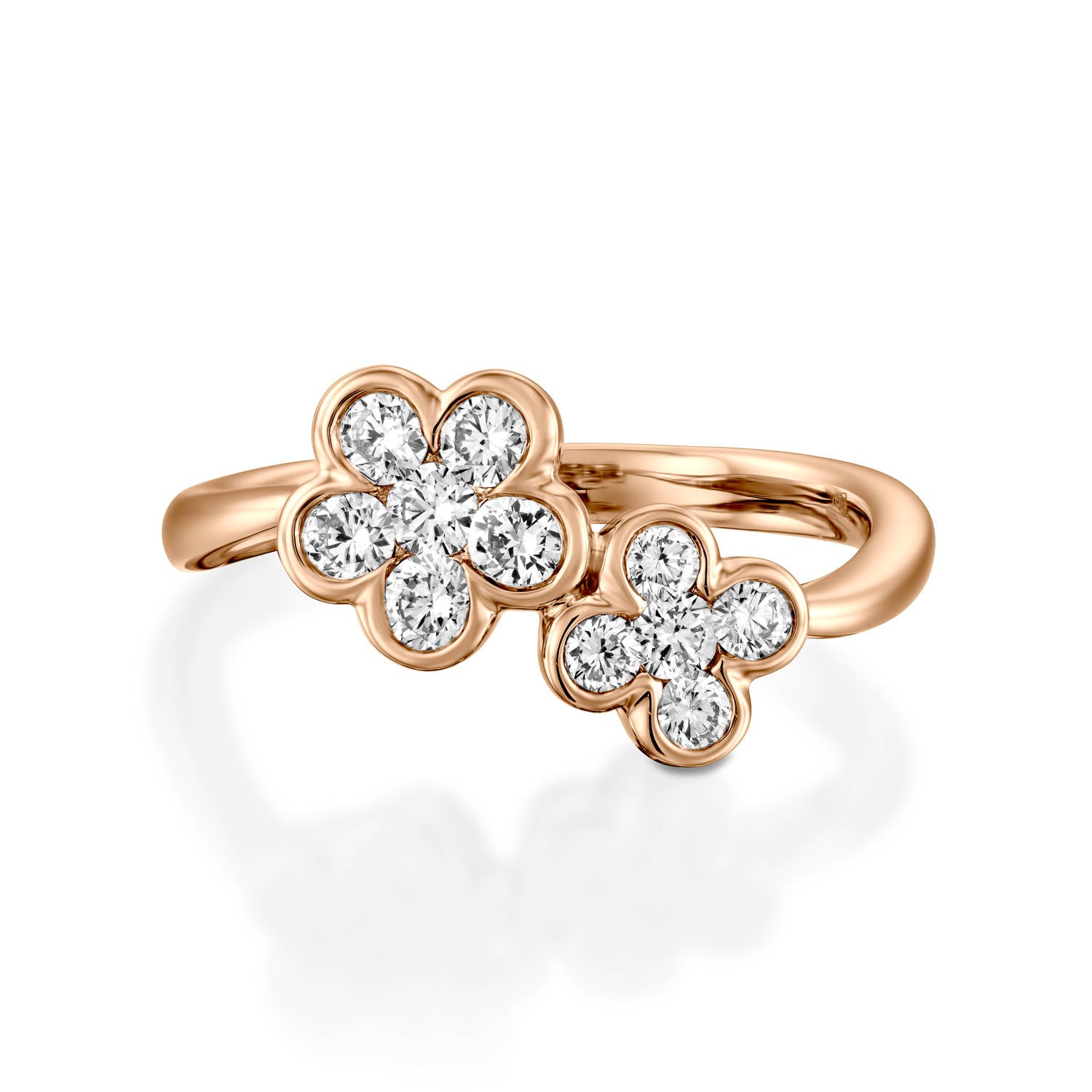 RNH668-18k diamond flower ring, Diamond 