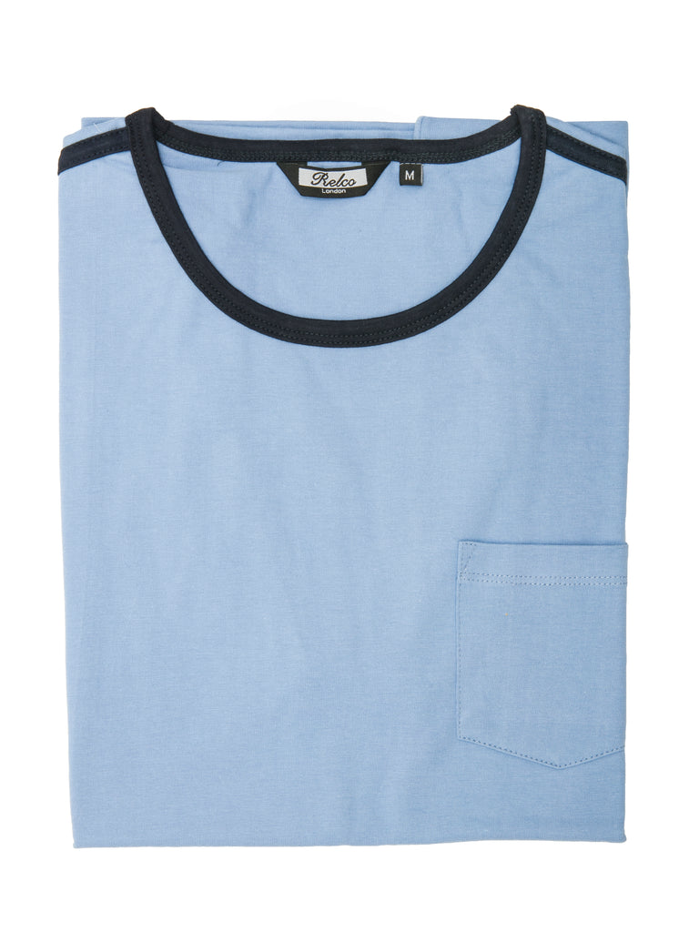 Mens Sky Blue Ringer T Shirt | Vintage Clothing | Relco London