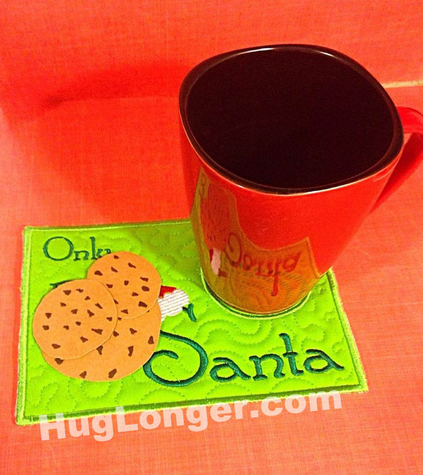 ITH Santa Mug Rug embroidery file HL1091 Christmas Holiday Santa hat – Hug Longer Digital Design