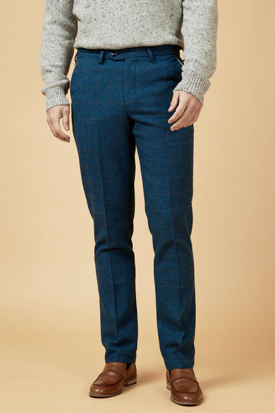 Enzo Tan Check Tweed Trousers