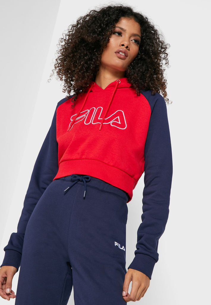 fila colour block crop hoodie