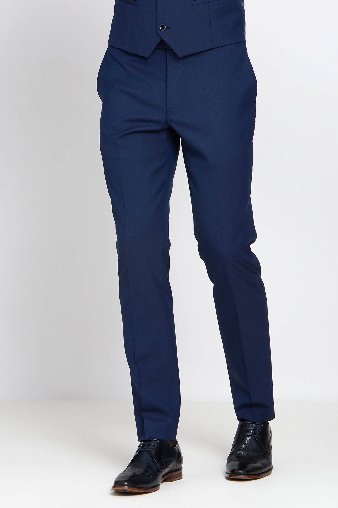 Men Navy Blue Comfort Tapered Fit Regular Wrinkle Free Trousers –  dennisonfashionindia